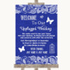 Navy Blue Burlap & Lace No Phone Camera Unplugged Personalised Wedding Sign