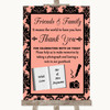 Coral Damask Photo Guestbook Friends and Family Personalised Wedding Sign