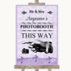 Lilac Shabby Chic Photobooth This Way Left Personalised Wedding Sign