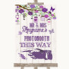 Purple Rustic Wood Photobooth This Way Left Personalised Wedding Sign