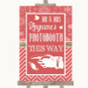 Red Winter Photobooth This Way Left Personalised Wedding Sign