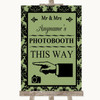 Sage Green Damask Photobooth This Way Left Personalised Wedding Sign