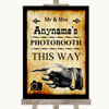 Western Photobooth This Way Left Personalised Wedding Sign