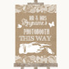 Burlap and Lace Photobooth This Way Right Personalised Wedding Sign