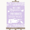 Lilac Burlap & Lace Photobooth This Way Right Personalised Wedding Sign