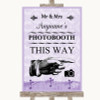 Lilac Shabby Chic Photobooth This Way Right Personalised Wedding Sign