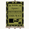 Olive Green Damask Photobooth This Way Right Personalised Wedding Sign