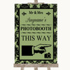 Sage Green Damask Photobooth This Way Right Personalised Wedding Sign