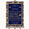 Blue & Gold Pick A Prop Photobooth Personalised Wedding Sign