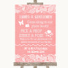 Coral Burlap & Lace Pick A Prop Photobooth Personalised Wedding Sign