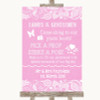 Pink Burlap & Lace Pick A Prop Photobooth Personalised Wedding Sign