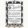 Black & White Damask Plant Seeds Favours Personalised Wedding Sign