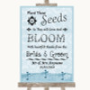 Blue Shabby Chic Plant Seeds Favours Personalised Wedding Sign