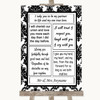 Black & White Damask Romantic Vows Personalised Wedding Sign