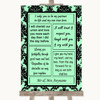 Mint Green Damask Romantic Vows Personalised Wedding Sign