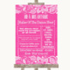 Bright Pink Burlap & Lace Rules Of The Dance Floor Personalised Wedding Sign
