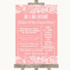 Coral Burlap & Lace Rules Of The Dance Floor Personalised Wedding Sign