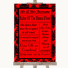 Red Damask Rules Of The Dancefloor Personalised Wedding Sign