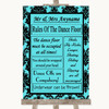 Tiffany Blue Damask Rules Of The Dancefloor Personalised Wedding Sign