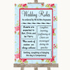 Shabby Chic Floral Rules Of The Wedding Personalised Wedding Sign