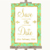Mint Green & Gold Save The Date Personalised Wedding Sign