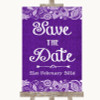Purple Burlap and Lace Save The Date Personalised Wedding Sign