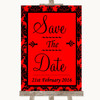 Red Damask Save The Date Personalised Wedding Sign