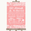 Coral Burlap & Lace Signature Favourite Drinks Personalised Wedding Sign