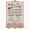 Pink Shabby Chic Signature Favourite Drinks Personalised Wedding Sign