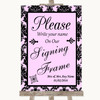 Baby Pink Damask Signing Frame Guestbook Personalised Wedding Sign