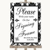 Black and White Damask Signing Frame Guestbook Personalised Wedding Sign