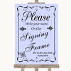 Lilac Signing Frame Guestbook Personalised Wedding Sign