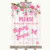 Pink Rustic Wood Signing Frame Guestbook Personalised Wedding Sign