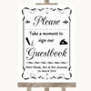 Black & White Take A Moment To Sign Our Guest Book Personalised Wedding Sign