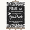 Dark Grey Burlap & Lace Take A Moment To Sign Our Guest Book Wedding Sign