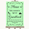 Green Take A Moment To Sign Our Guest Book Personalised Wedding Sign