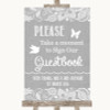 Grey Burlap & Lace Take A Moment To Sign Our Guest Book Wedding Sign