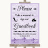 Lilac Shabby Chic Take A Moment To Sign Our Guest Book Personalised Wedding Sign