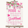 Pink Rustic Wood Take A Moment To Sign Our Guest Book Personalised Wedding Sign