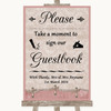 Pink Shabby Chic Take A Moment To Sign Our Guest Book Personalised Wedding Sign