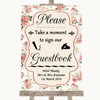 Vintage Roses Take A Moment To Sign Our Guest Book Personalised Wedding Sign