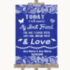 Navy Blue Burlap & Lace Today I Marry My Best Friend Personalised Wedding Sign