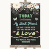 Shabby Chic Chalk Today I Marry My Best Friend Personalised Wedding Sign