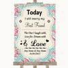Vintage Shabby Chic Rose Today I Marry My Best Friend Personalised Wedding Sign