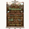 Rustic Floral Wood Welcome Order Of The Day Personalised Wedding Sign