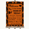 Burnt Orange Damask Welcome Order Of The Day Personalised Wedding Sign