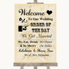 Cream Roses Welcome Order Of The Day Personalised Wedding Sign