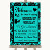 Turquoise Damask Welcome Order Of The Day Personalised Wedding Sign