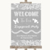 Grey Burlap & Lace Welcome To Our Engagement Party Personalised Wedding Sign