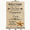 Sandy Beach Welcome To Our Engagement Party Personalised Wedding Sign